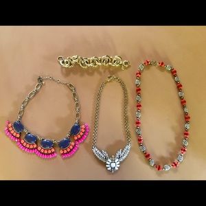 Group of Jcrew necklaces and gold bracelet